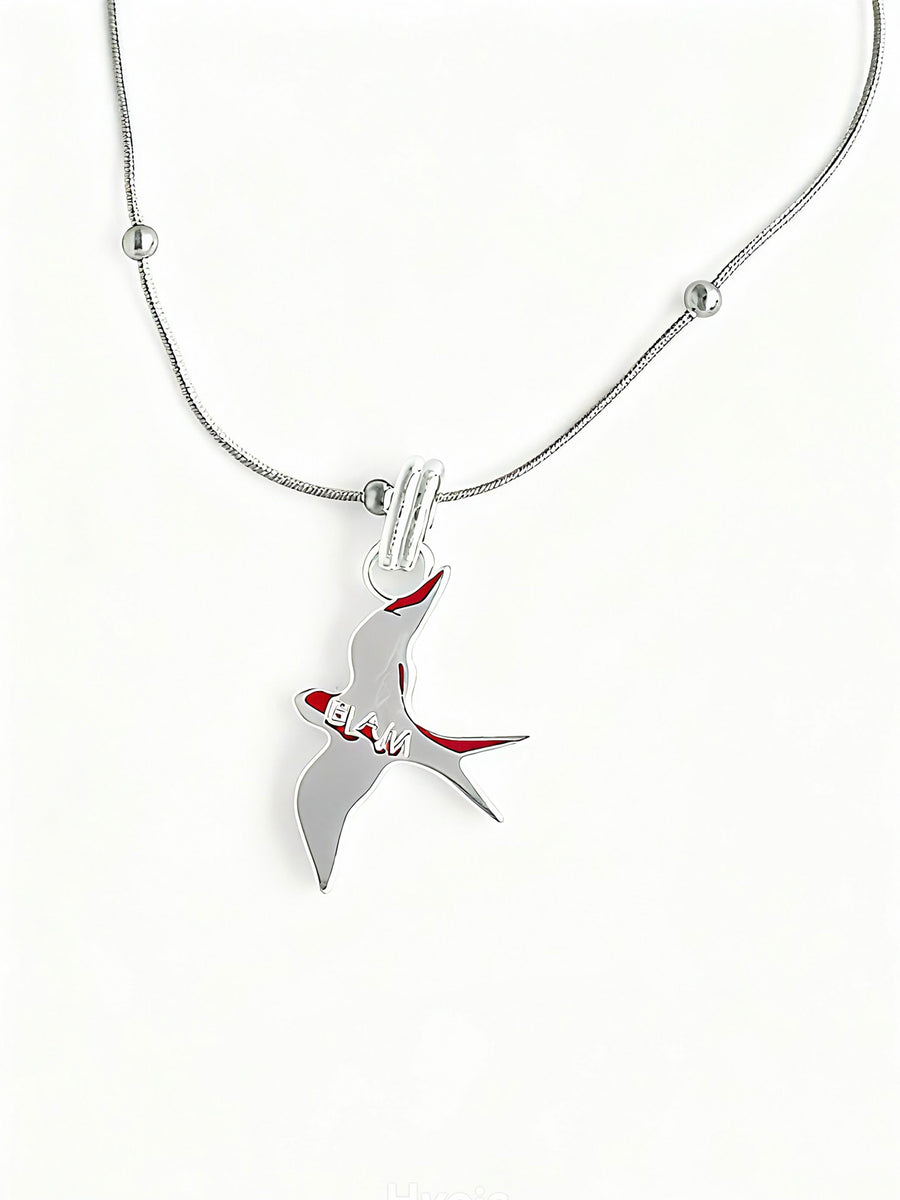 pendente rondine argento parte posteriore con logo blam jewels