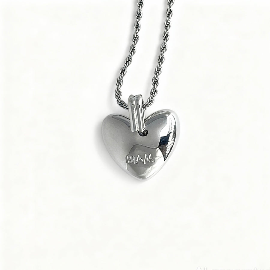 parte posteriore con logo blam jewels pendente a cuore argento